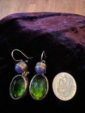 Semiprecious stone and sterling silver pierced earrings